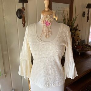 Anthropologie Cream Textured Blouse